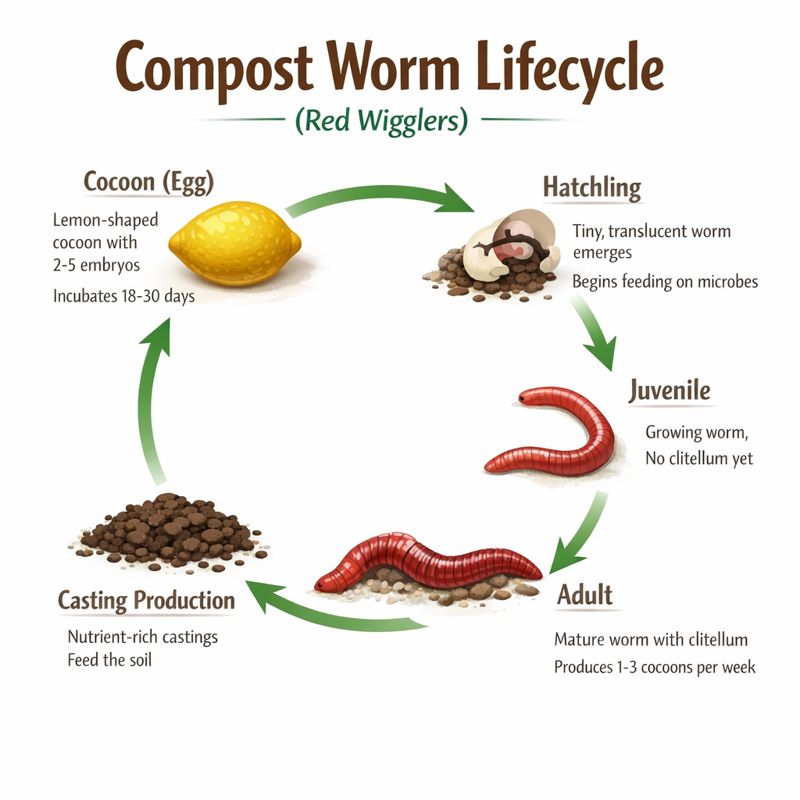 Compost Worm Lifecycle infographic (replace placeholder image)